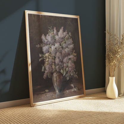 Premium Poster of Beautiful Lilac Flowers in Vase Still Life Art Posters