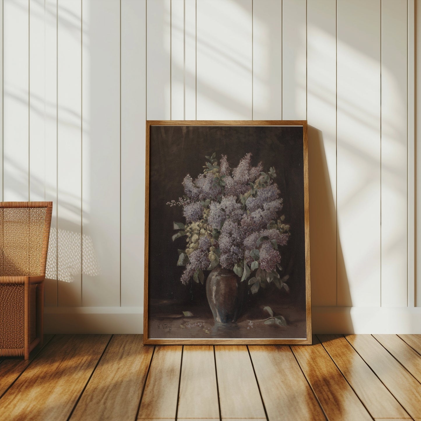 Premium Poster of Beautiful Lilac Flowers in Vase Still Life Art Posters