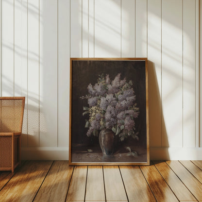 Premium Poster of Beautiful Lilac Flowers in Vase Still Life Art Posters