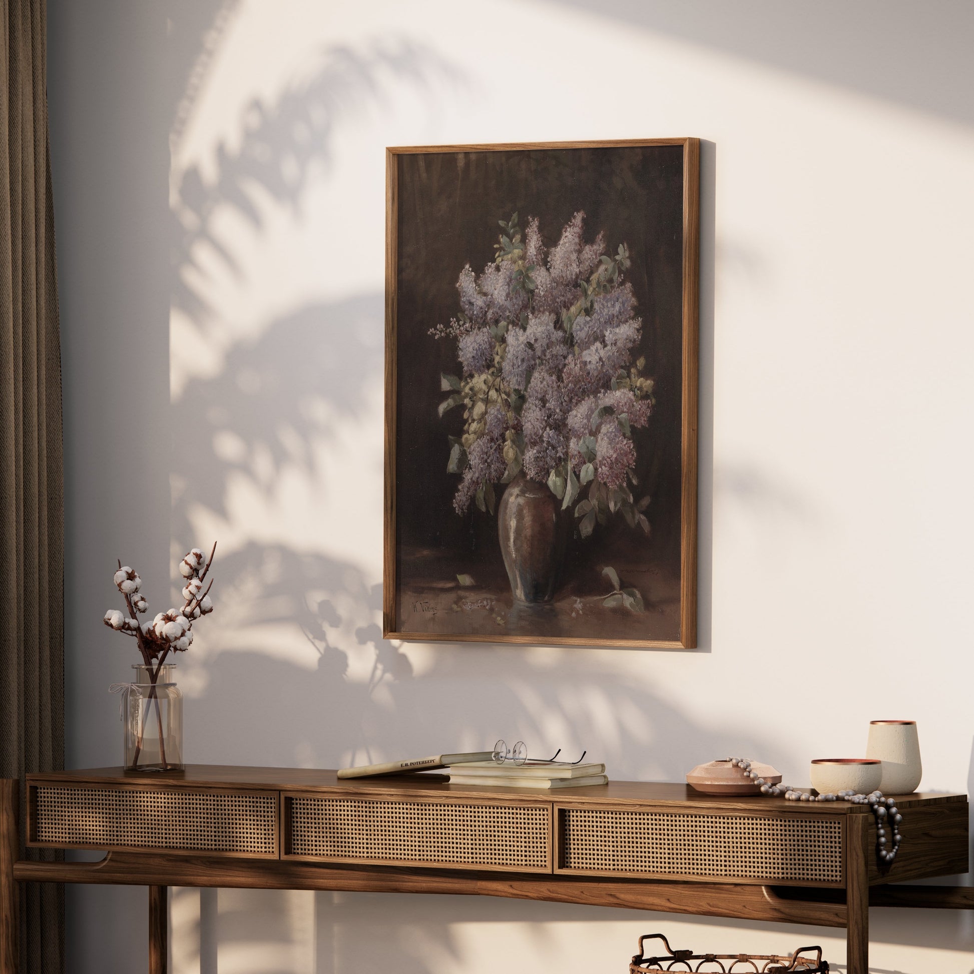 Premium Poster of Beautiful Lilac Flowers in Vase Still Life Art Posters