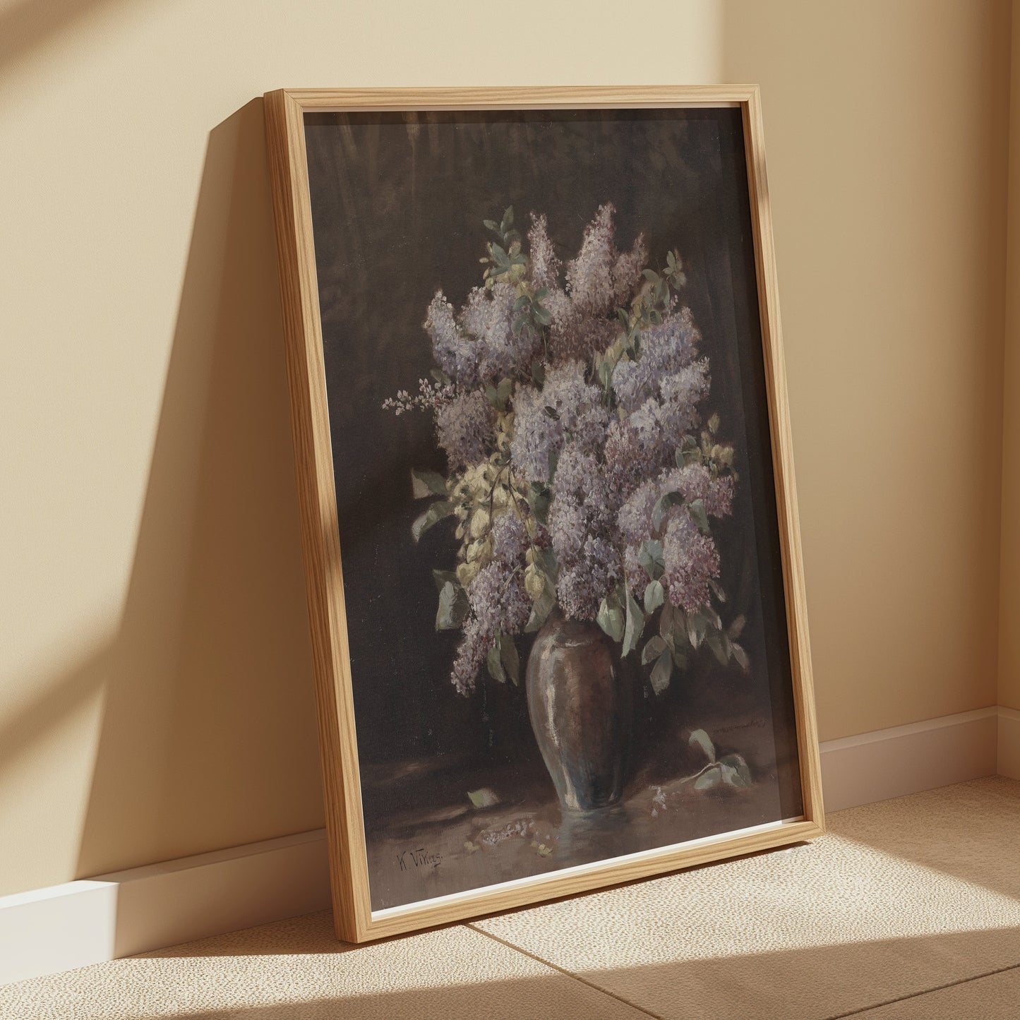 Premium Poster of Beautiful Lilac Flowers in Vase Still Life Art Posters