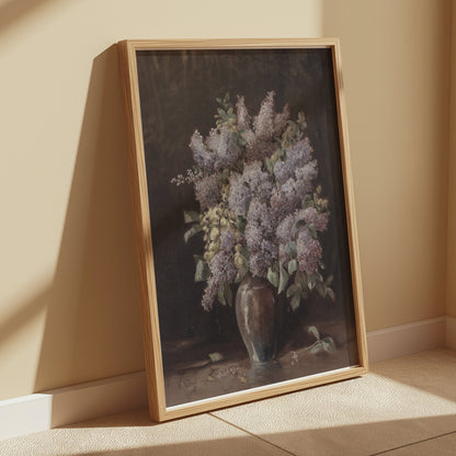 Premium Poster of Beautiful Lilac Flowers in Vase Still Life Art Posters