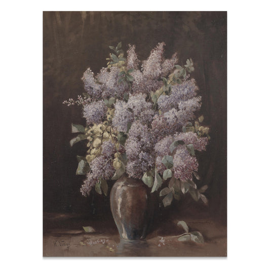 Premium Poster of Beautiful Lilac Flowers in Vase Still Life Art Posters