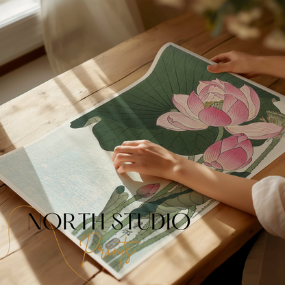 Premium Poster of Beautiful Lotus Blossoms Japanese Art Decorative Posters