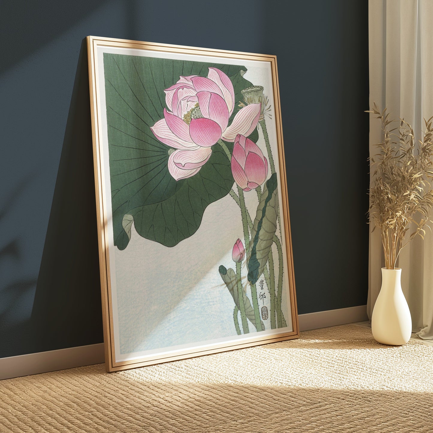 Premium Poster of Beautiful Lotus Blossoms Japanese Art Decorative Posters