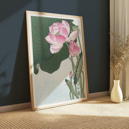 Premium Poster of Beautiful Lotus Blossoms Japanese Art Decorative Posters