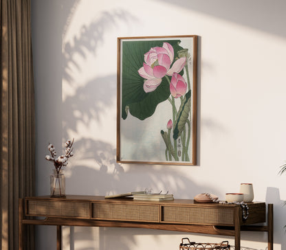 Premium Poster of Beautiful Lotus Blossoms Japanese Art Decorative Posters