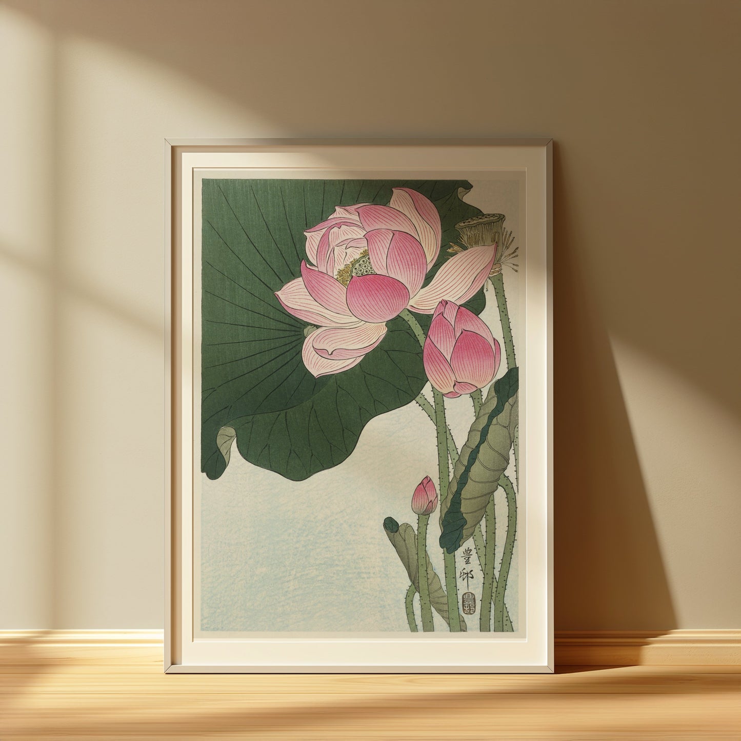 Premium Poster of Beautiful Lotus Blossoms Japanese Art Decorative Posters
