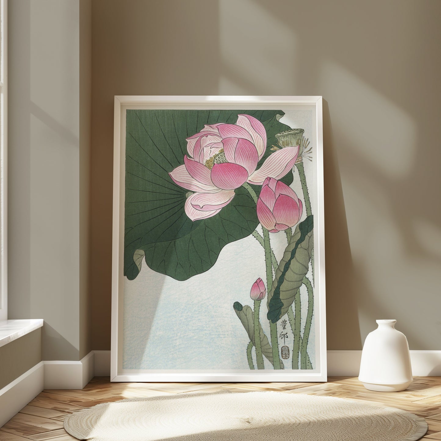 Premium Poster of Beautiful Lotus Blossoms Japanese Art Decorative Posters