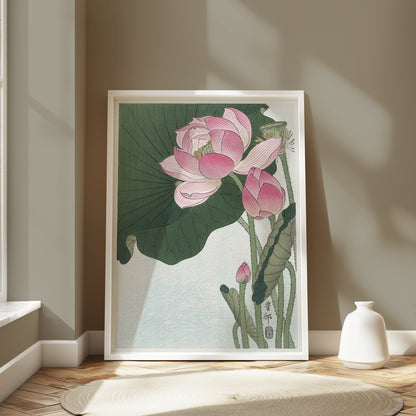 Premium Poster of Beautiful Lotus Blossoms Japanese Art Decorative Posters