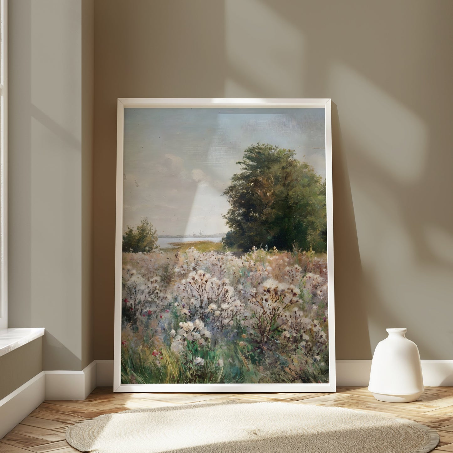 Premium Poster of Beautiful Meadow Landscape with Blooming Flowers Posters