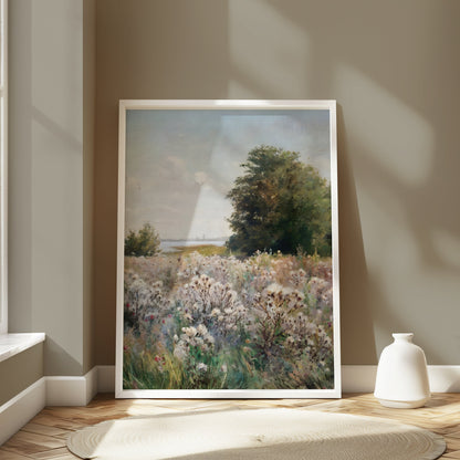 Premium Poster of Beautiful Meadow Landscape with Blooming Flowers Posters