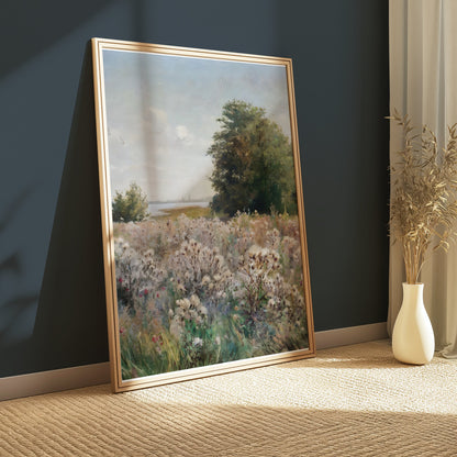 Premium Poster of Beautiful Meadow Landscape with Blooming Flowers Posters