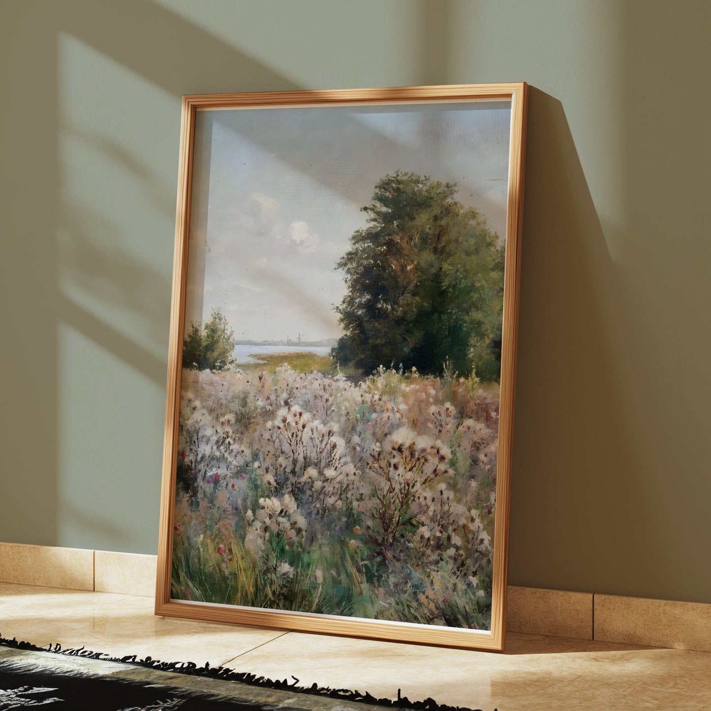 Premium Poster of Beautiful Meadow Landscape with Blooming Flowers Posters