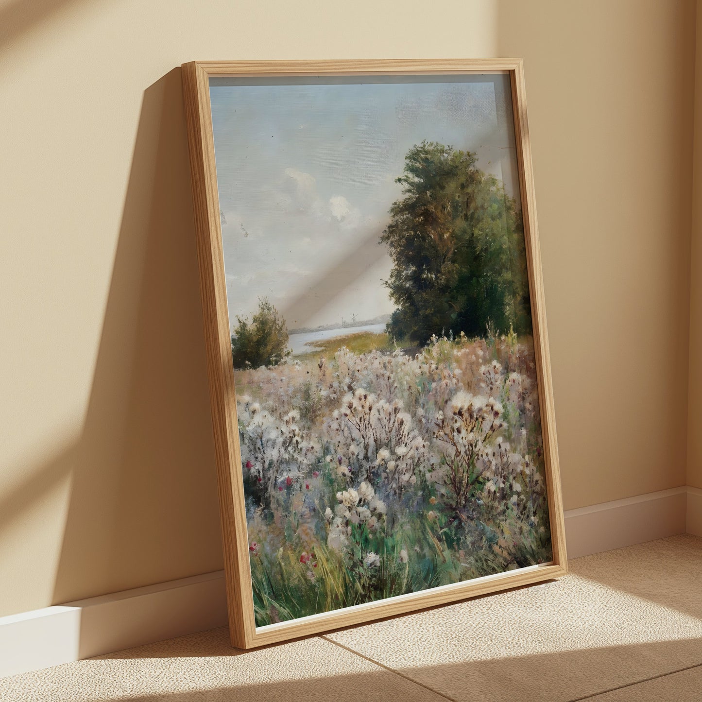 Premium Poster of Beautiful Meadow Landscape with Blooming Flowers Posters