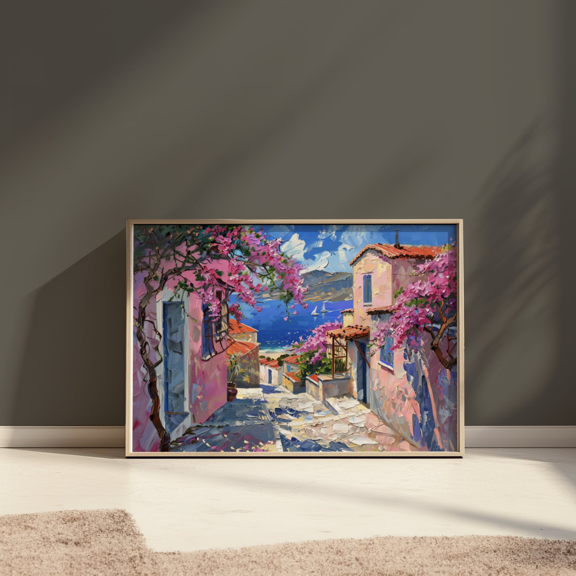 Premium Poster of Beautiful Mediterranean Landscape with Colorful Posters
