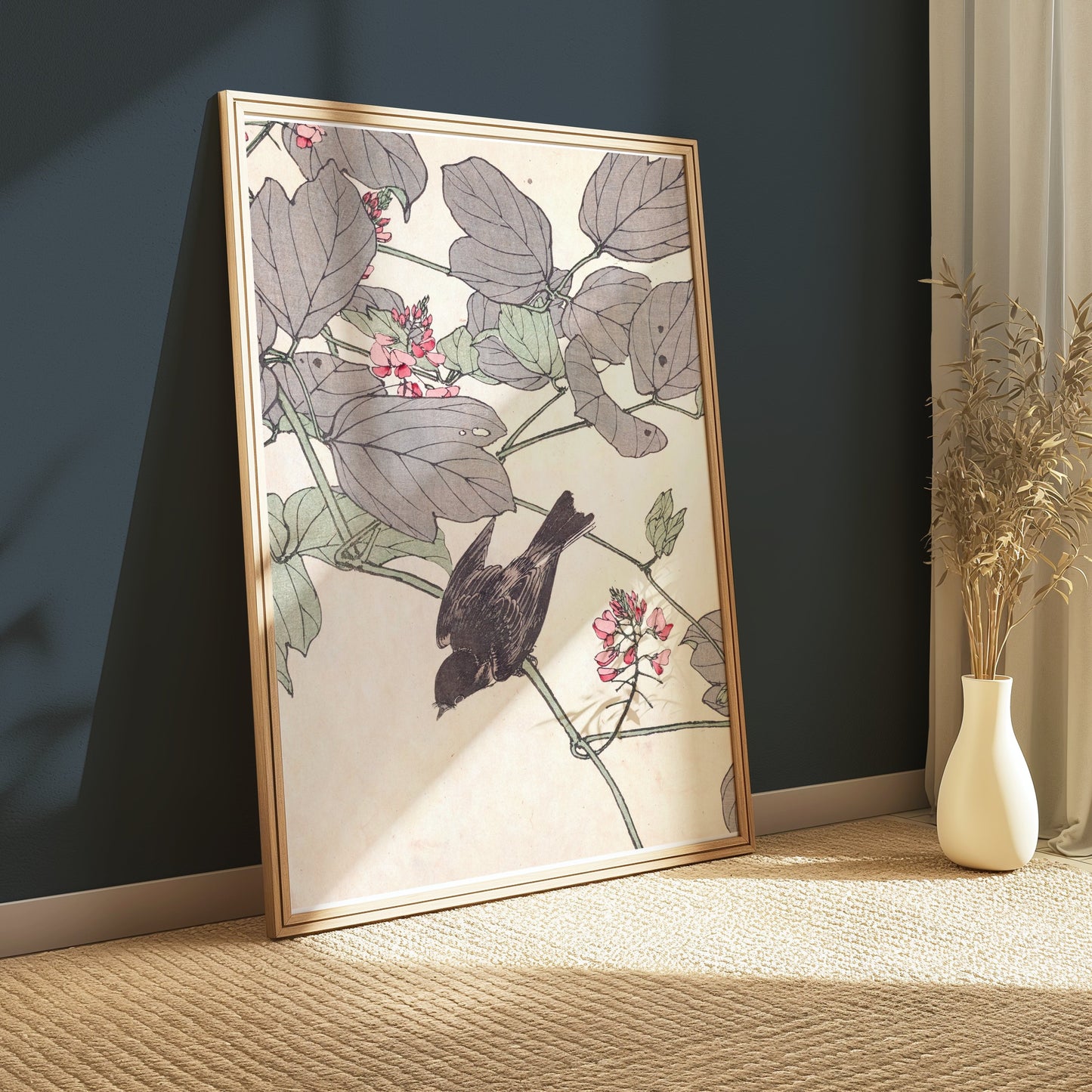 Premium Poster of Beautiful Nature Bird with Flowers Art Posters