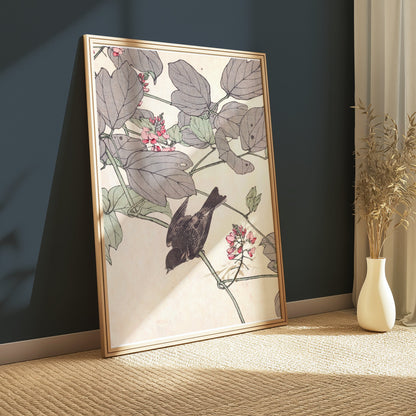 Premium Poster of Beautiful Nature Bird with Flowers Art Posters