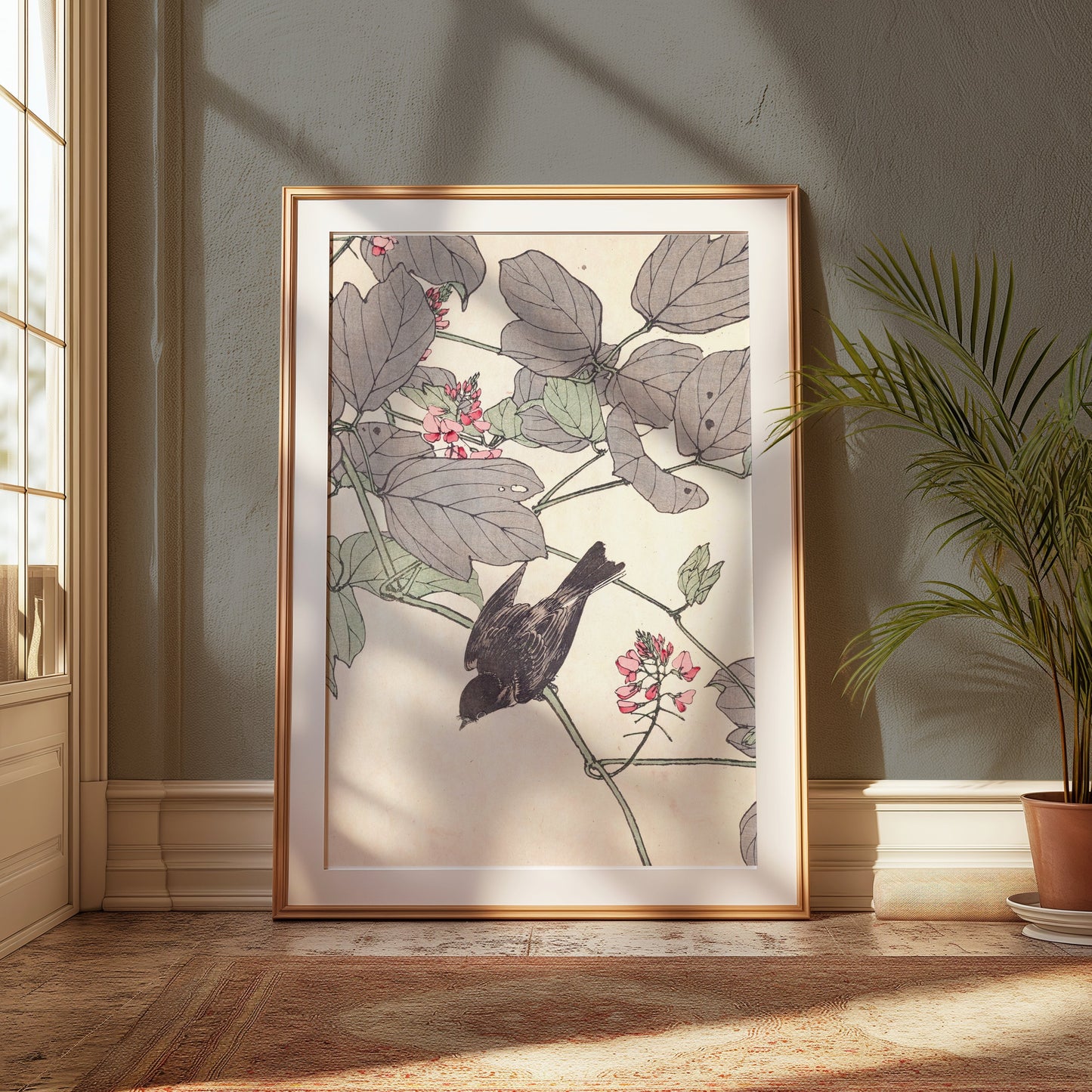 Premium Poster of Beautiful Nature Bird with Flowers Art Posters