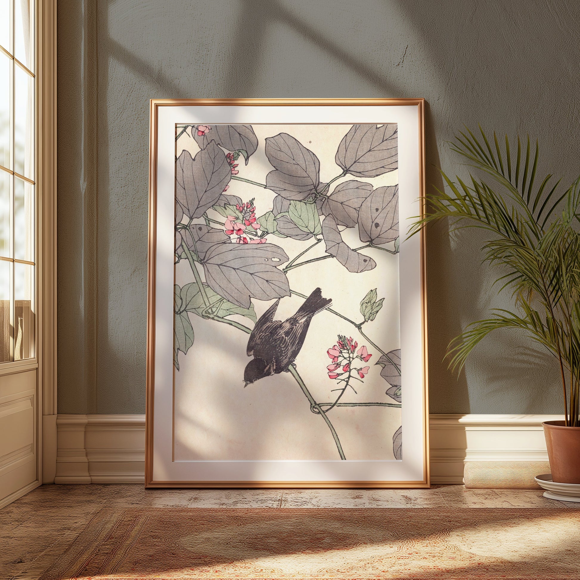 Premium Poster of Beautiful Nature Bird with Flowers Art Posters