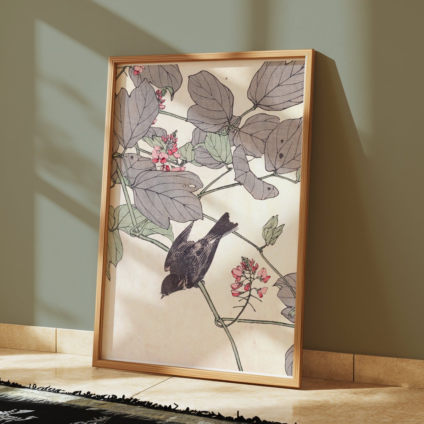 Premium Poster of Beautiful Nature Bird with Flowers Art Posters