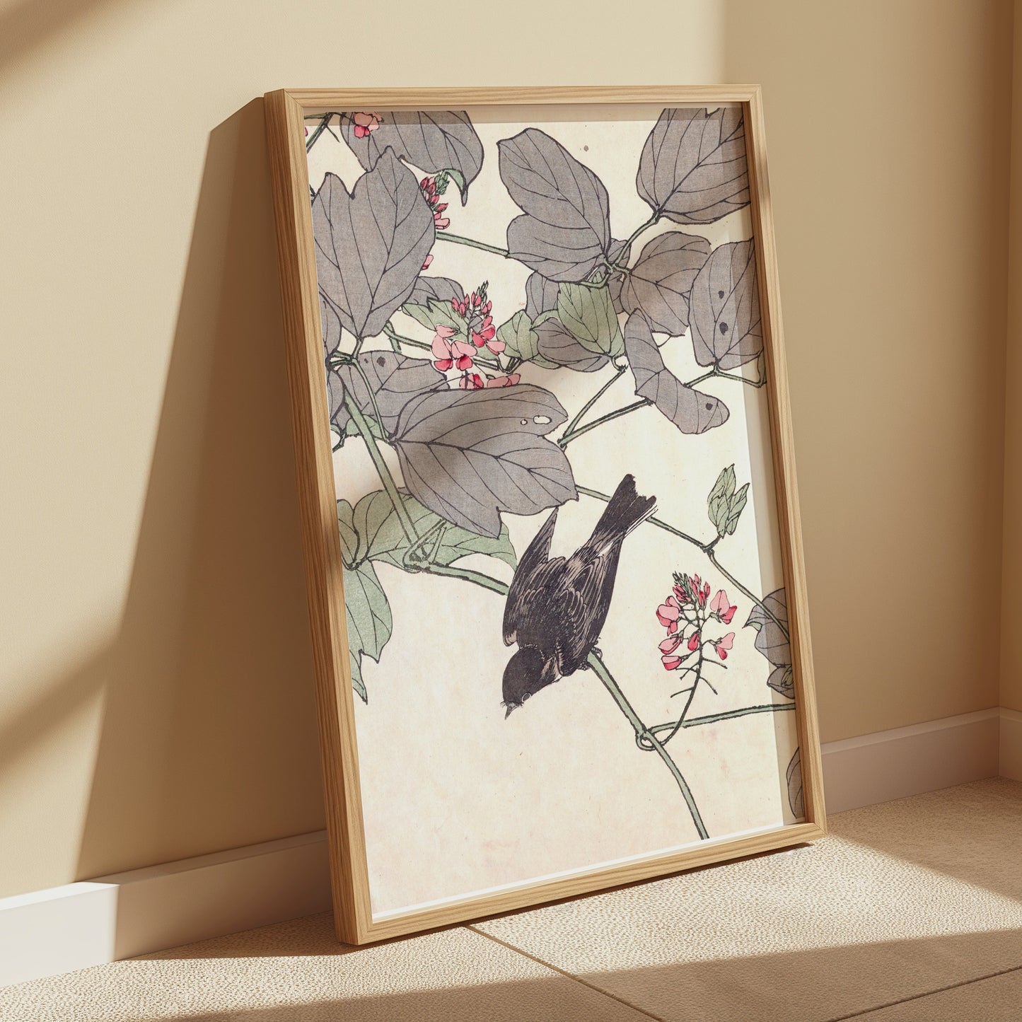 Premium Poster of Beautiful Nature Bird with Flowers Art Posters