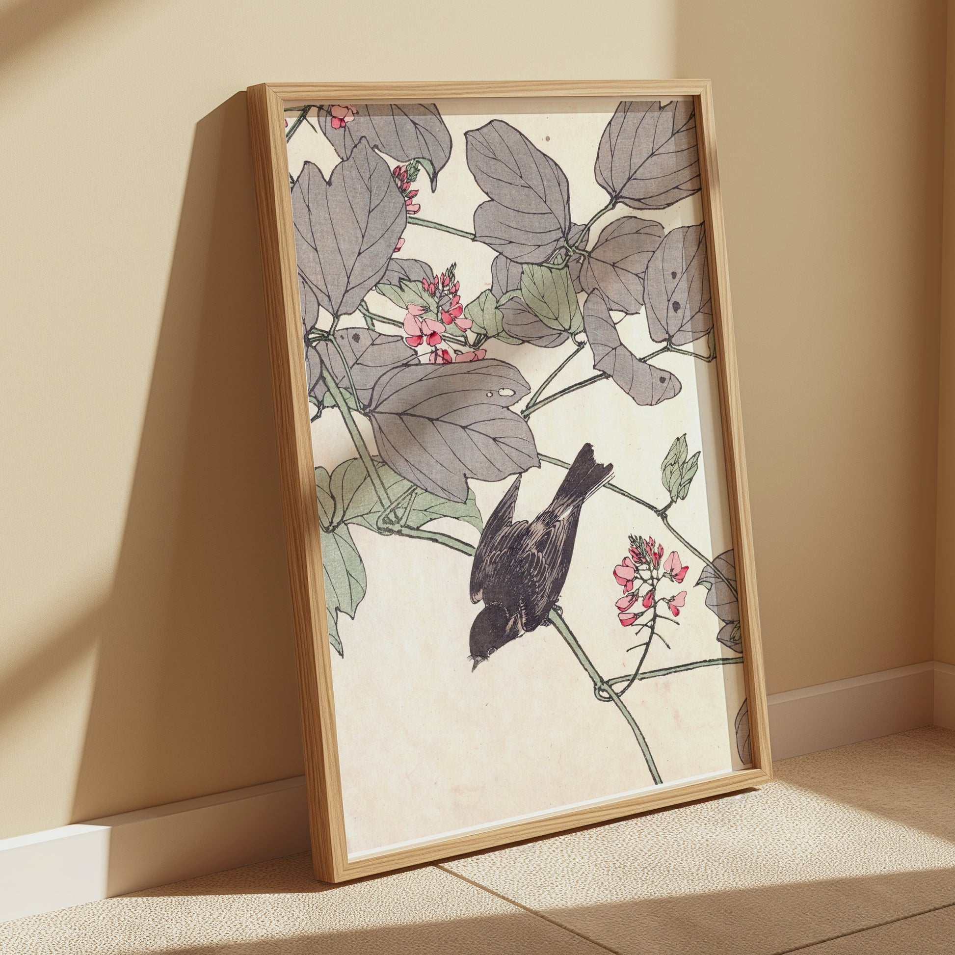 Premium Poster of Beautiful Nature Bird with Flowers Art Posters