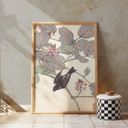 Premium Poster of Beautiful Nature Bird with Flowers Art Posters