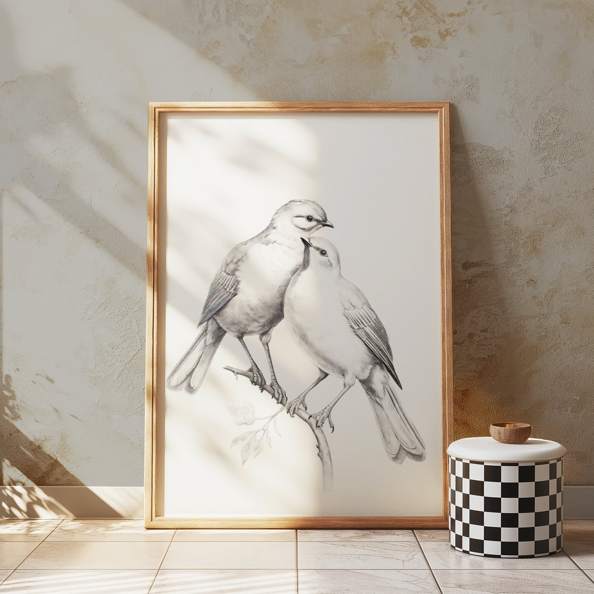 Premium Poster of Beautiful Pair of Birds Artwork Illustration Posters