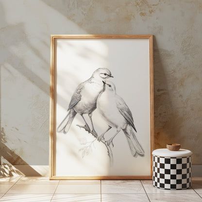Premium Poster of Beautiful Pair of Birds Artwork Illustration Posters