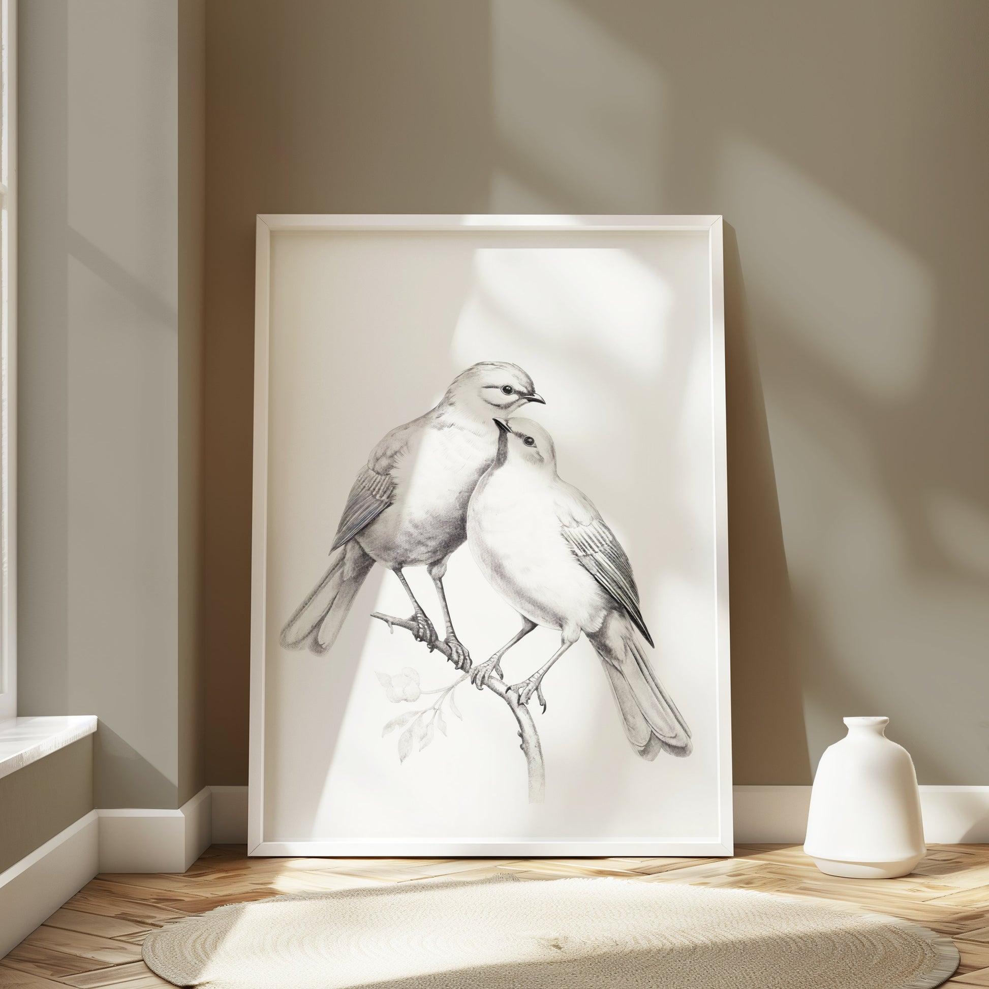 Premium Poster of Beautiful Pair of Birds Artwork Illustration Posters