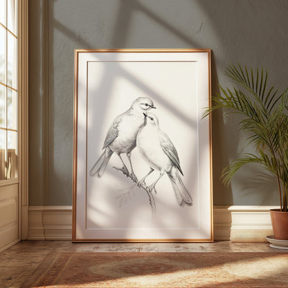 Premium Poster of Beautiful Pair of Birds Artwork Illustration Posters