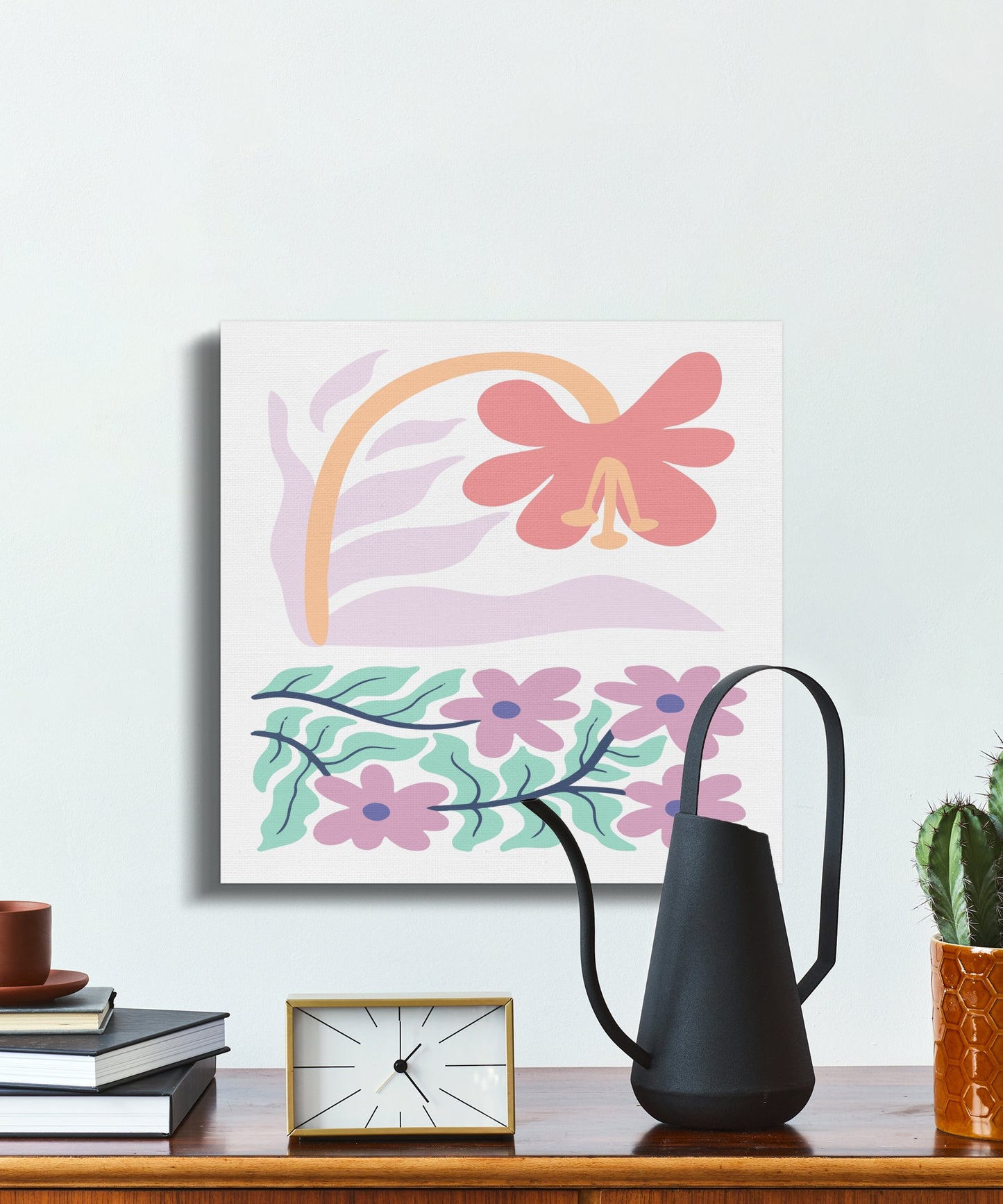 Premium Poster of Beautiful Pastel Floral Print Canvas Wraps for Home Decor