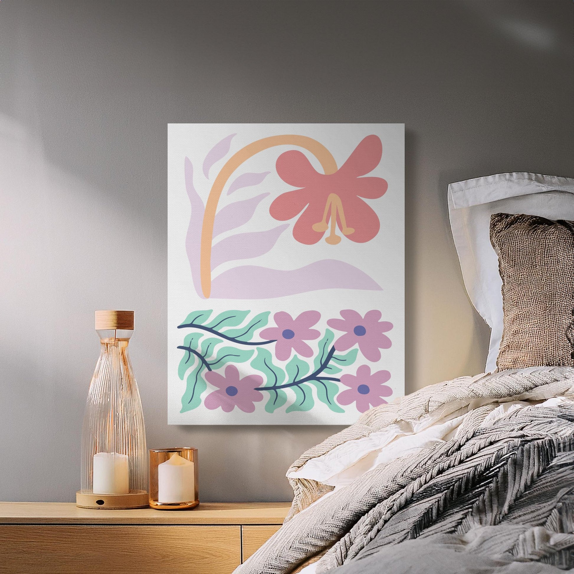Premium Poster of Beautiful Pastel Floral Print Canvas Wraps for Home Decor