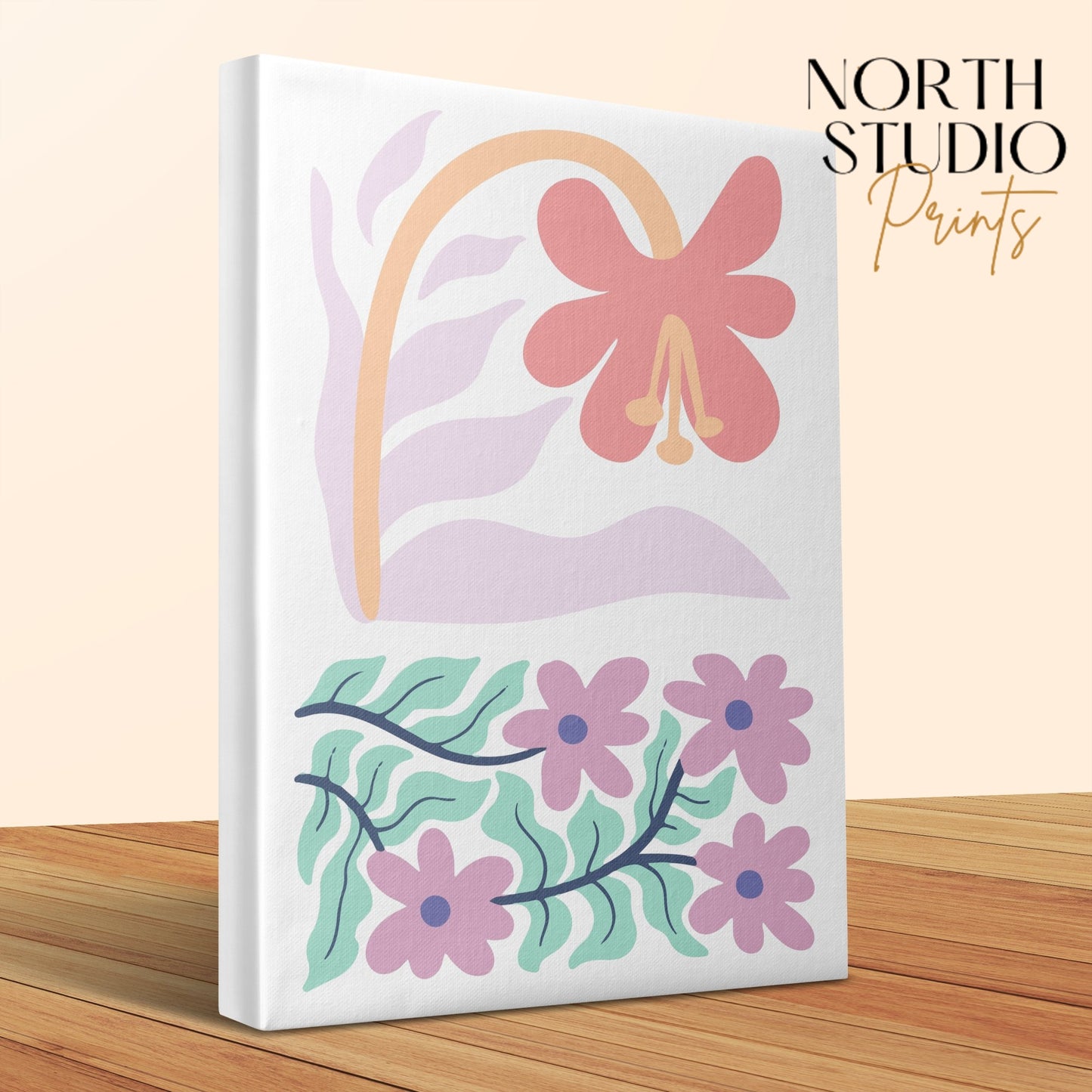 Premium Poster of Beautiful Pastel Floral Print Canvas Wraps for Home Decor
