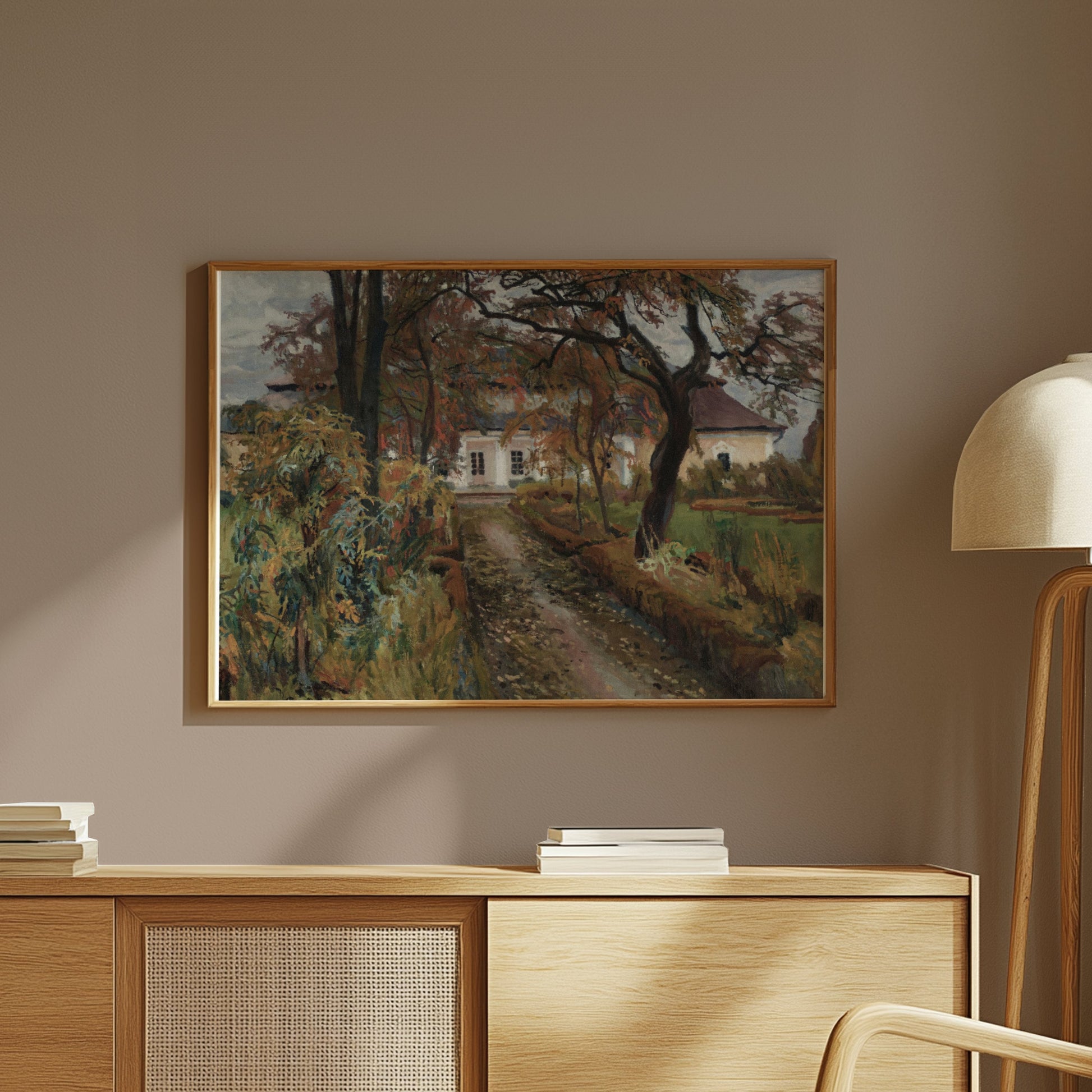 Premium Poster of Beautiful Pathway With Trees And Building Wall Art Posters