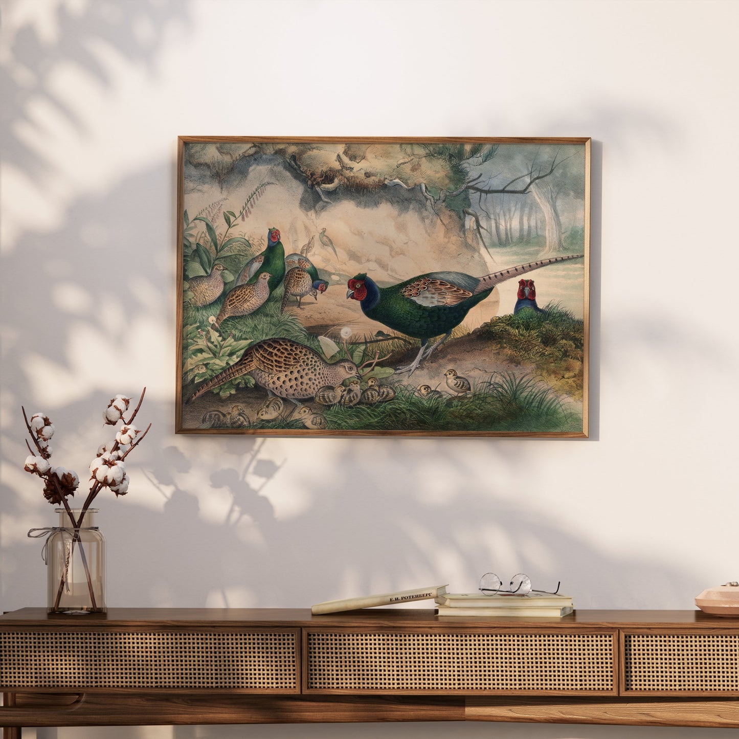 Premium Poster of Beautiful Pheasant and Chicks Nature Scene Posters