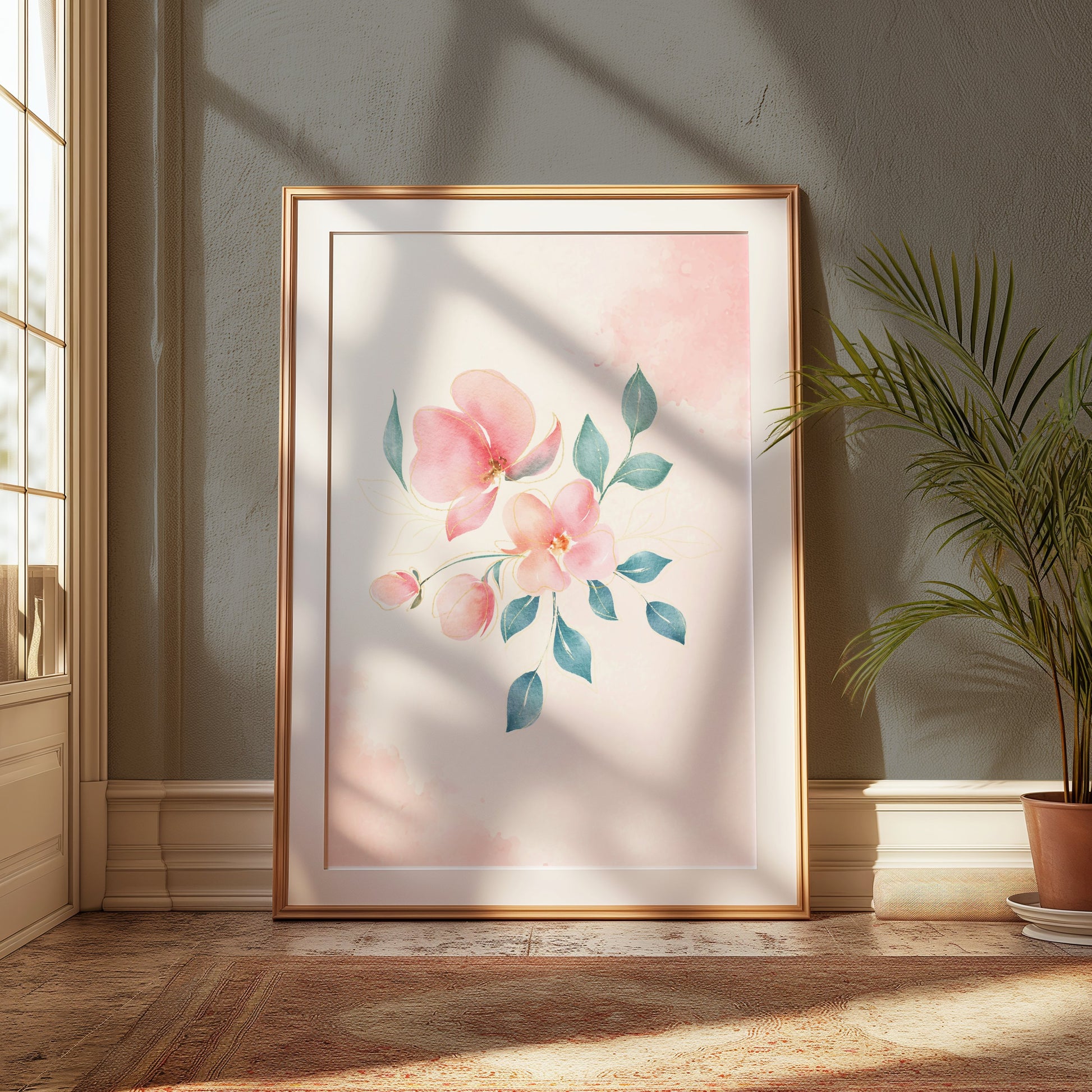 Premium Poster of Beautiful Pink Floral Art Wall Decor Posters