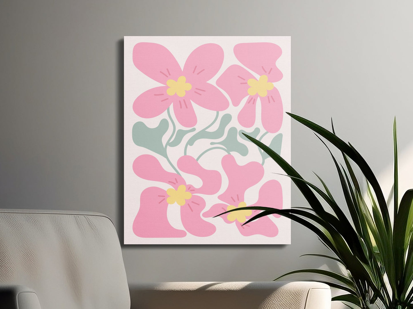 Premium Poster of Beautiful Pink Floral Wall Art on Canvas Wraps