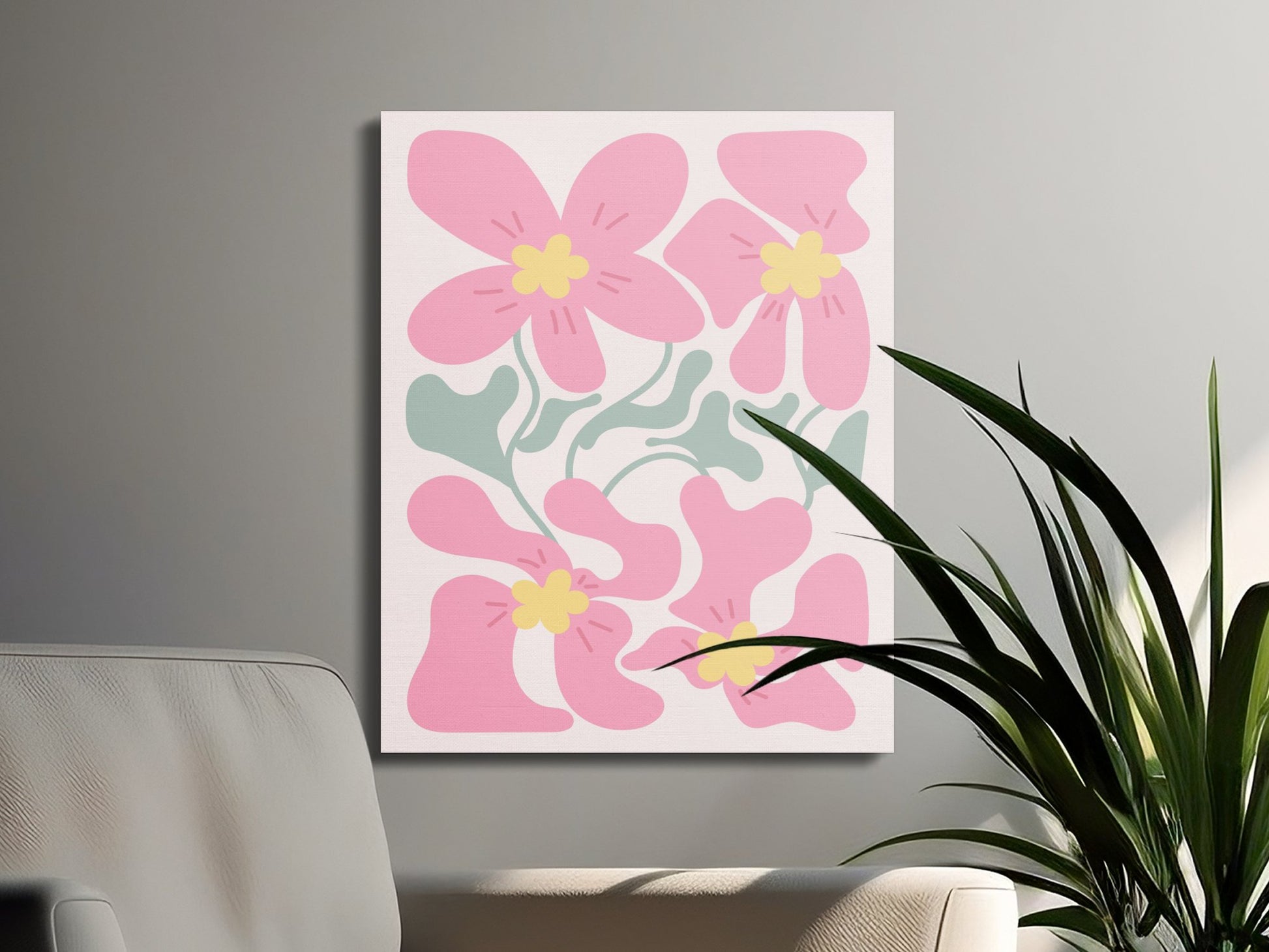 Premium Poster of Beautiful Pink Floral Wall Art on Canvas Wraps