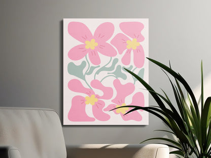 Premium Poster of Beautiful Pink Floral Wall Art on Canvas Wraps