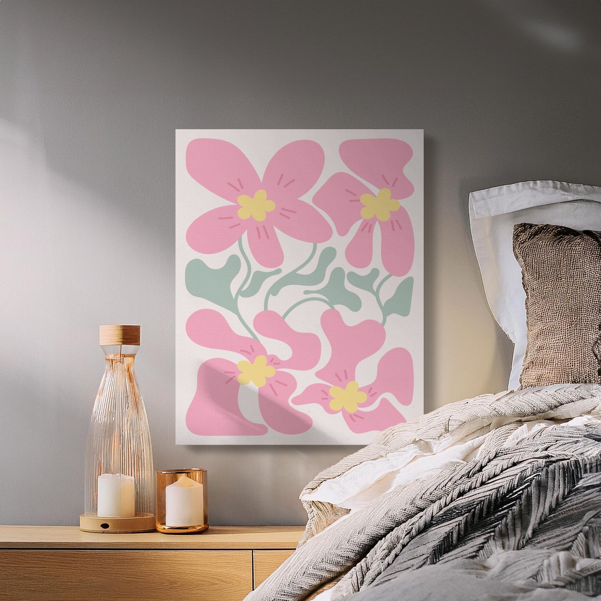 Premium Poster of Beautiful Pink Floral Wall Art on Canvas Wraps