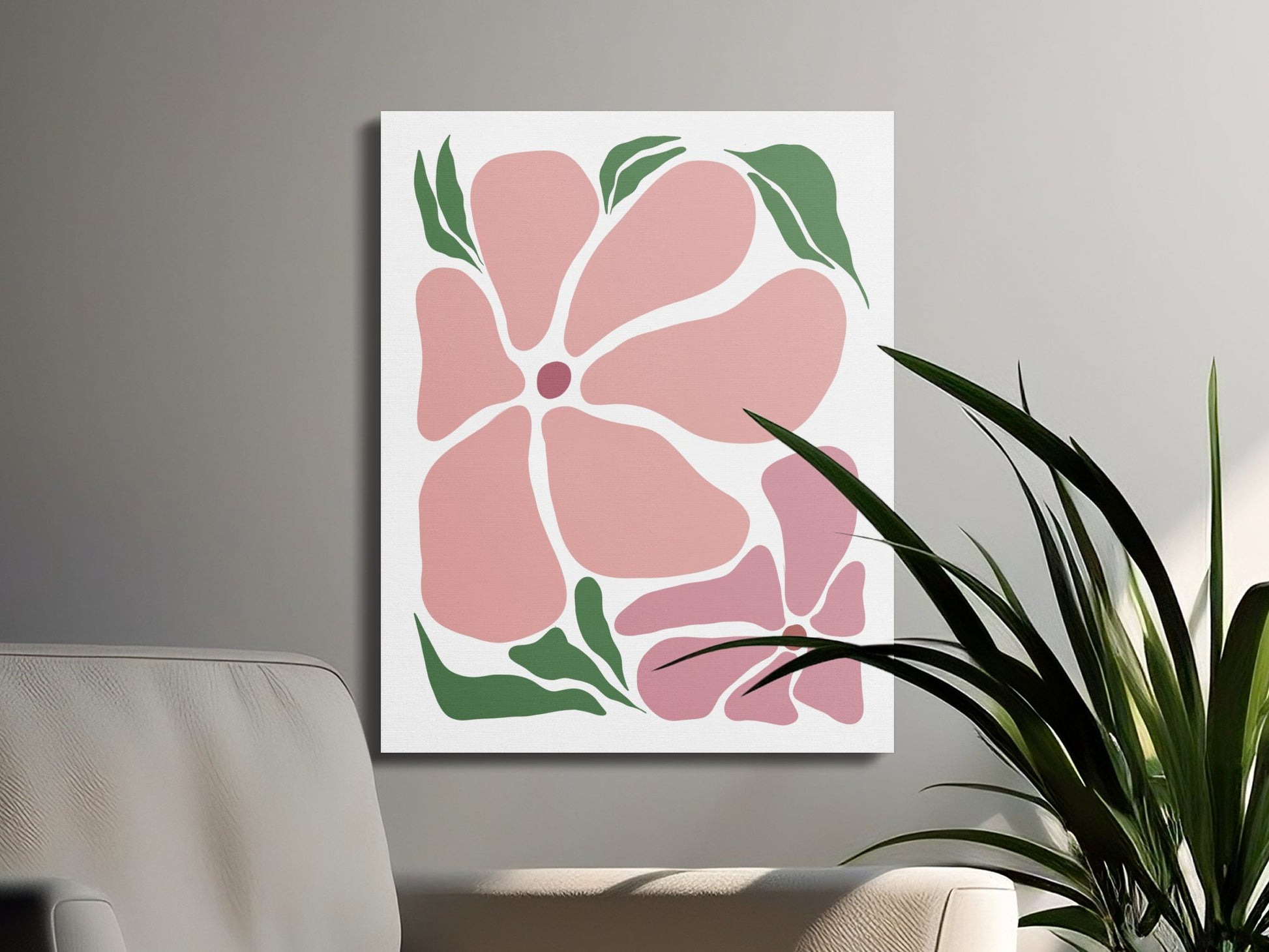 Premium Poster of Beautiful Pink Flower Design Canvas Wraps