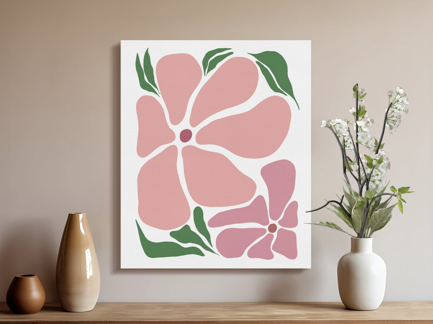 Premium Poster of Beautiful Pink Flower Design Canvas Wraps