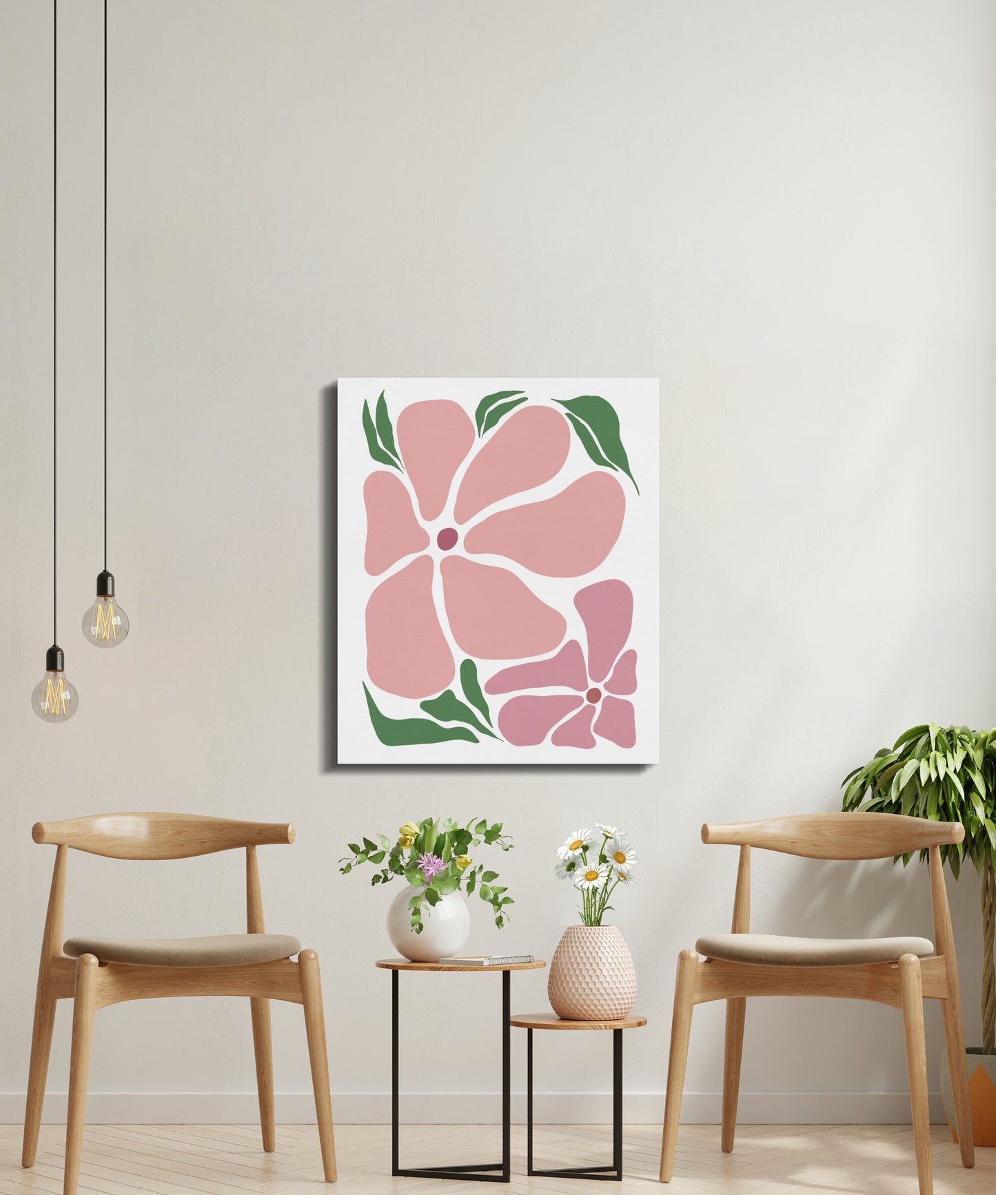 Premium Poster of Beautiful Pink Flower Design Canvas Wraps