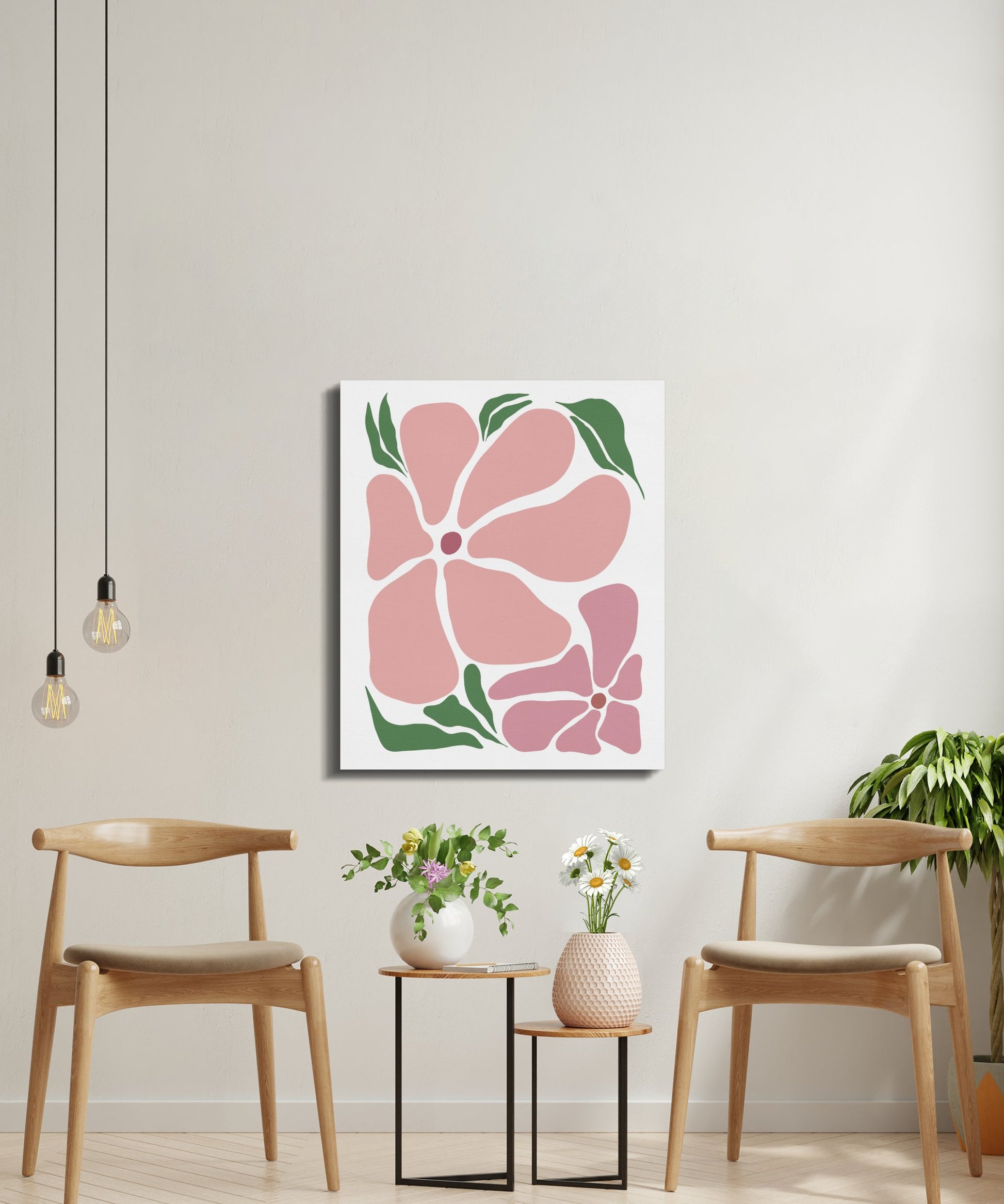 Premium Poster of Beautiful Pink Flower Design Canvas Wraps