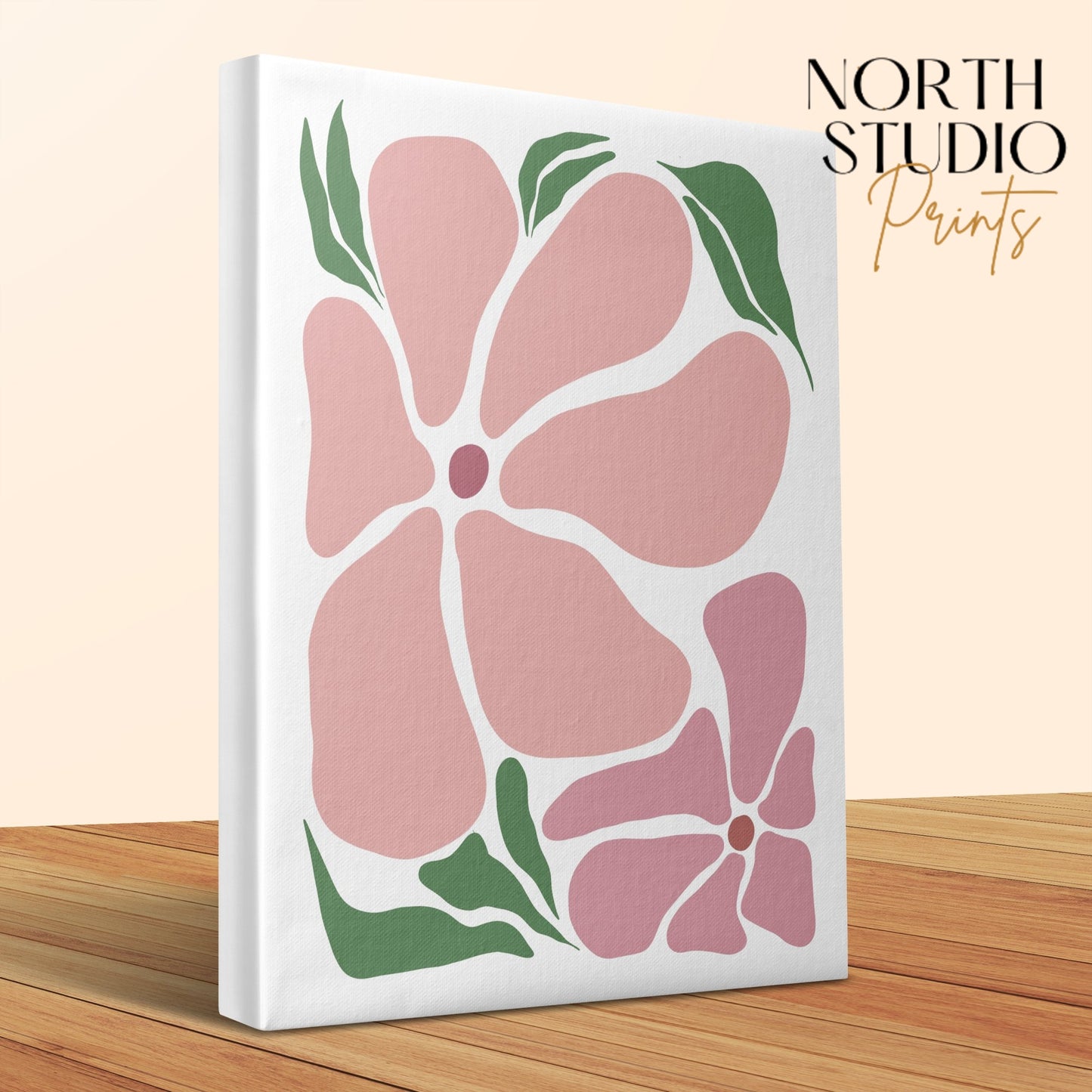 Premium Poster of Beautiful Pink Flower Design Canvas Wraps