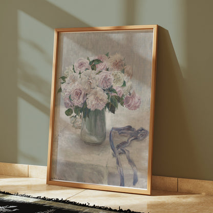 Premium Poster of Beautiful Pink and White Flower Art Print Posters