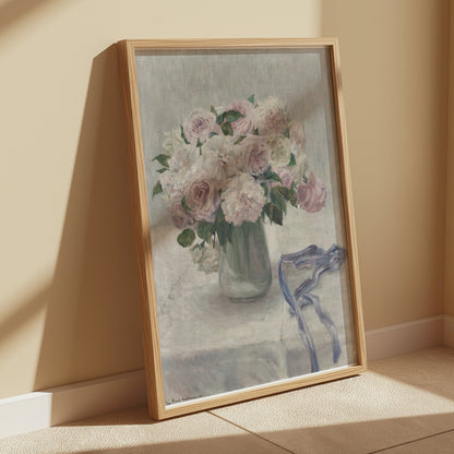 Premium Poster of Beautiful Pink and White Flower Art Print Posters