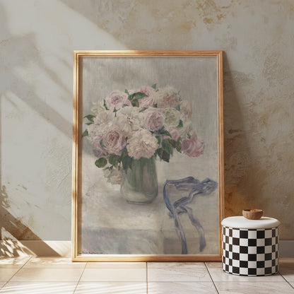 Premium Poster of Beautiful Pink and White Flower Art Print Posters